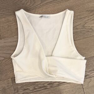 Zara Women's White Wrap Crop Top